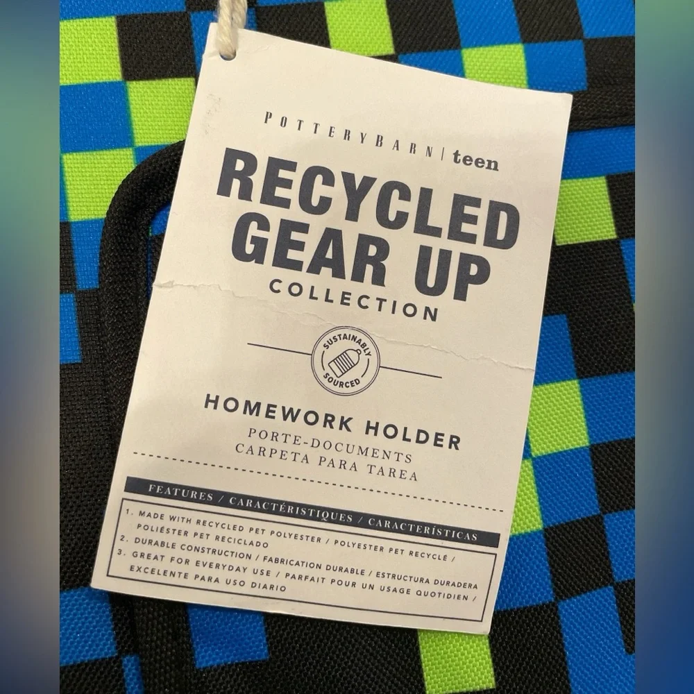 Pottery Barn Teen Recycled Gear Up Collection Neon Pixel Homework Holder
